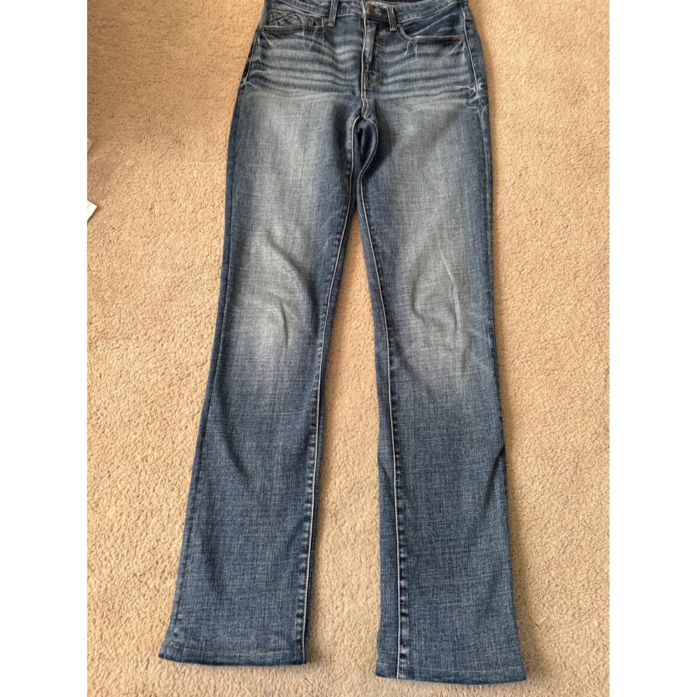 Buckle Black Fit 35 Straight Jeans Women Size 28x32 Distressed Stretch Denim